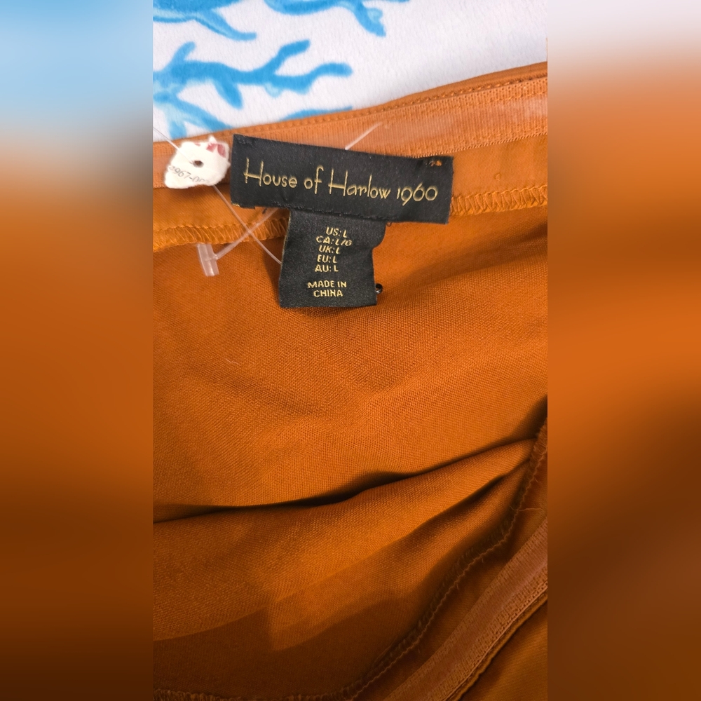 House of Harlow 1960 Womens Rust Satin Midi Slip Dress Size Large - Picture 7 of 10